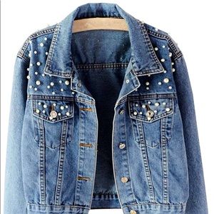 Pearl Embellished Jean Jacket